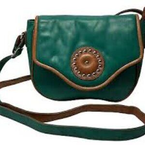 Ili New York Soft Sea Foam Green Genuine Leather Studded Crossbody